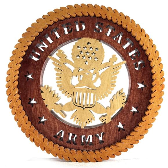 Handmade United States Army Wood Wall Plaque Seal Eagle Military 9” - Picture 2 of 6